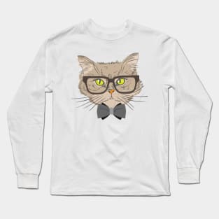 Hipster Cat Kitten Spectacles Eye Glasses Funny Cute T-Shirt Long Sleeve T-Shirt